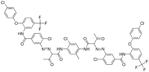 Structure of 3,3-[(2-chloro-5-methyl-p-phenylene)bis[imino(1-acetyl-2-oxoethylene)azo]]bis[4-chloro-N-[2-(4-chlorophenoxy)-5-(trifluoromethyl)phenyl]benzamide]