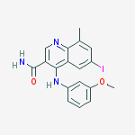 6-iodo-4-(3-methoxyphenylamino)-8-methylquinoline-3-carboxamide结构式