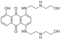 Structure of 1-hydroxy-5,8-bis(2-((2-hydroxyethyl)amino)ethylamino)-9,10-anthracenedione