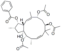 Structure of (1S,2S,3aR,4S,5S,6E,9R,11R,12E,13aS)-1,2,3,4,5,8,9,10,11,13a-Decahydro-2,5,8,8,12-pentamethyl-3aH-cyclopentacyclododecene-1,3a,4,9,11-pentol 4,9,11-triacetate 1-benzoate