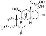 Structure of Androsta-1,4-diene-17-carbothioic acid, 6,9-difluoro-11,17-dihydroxy-16-methyl-3-oxo-, (6a,11b,16a,17a)-