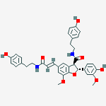 Structure of (2R,3R)-2-(4-hydroxy-3-methoxyphenyl)-N-[2-(4-hydroxyphenyl)ethyl]-5-[(1E)-3-{[2-(4-hydroxyphenyl)ethyl]amino}-3-oxoprop-1-en-1-yl]-7-methoxy-2,3-dihydro-1-benzofuran-3-carboxamide