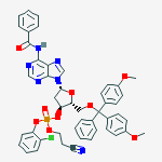3'-Adenylic acid, N-benzoyl-5'-O-(bis(4-methoxyphenyl)phenylmethyl)-2'-deoxy-, 2-chlorophenyl 2-cyanoethyl ester结构式