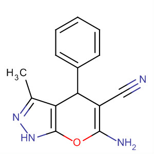 Chemical structure of Pyrano[2,3-c]pyrazole-5-carbonitrile,6-amino-1,4-dihydro-3-methyl-4-phenyl-