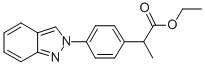 Structure of 2-(p-(2H-Indazol-2-yl)phenyl)propionic acid ethyl ester