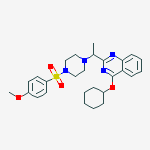 Structure of 4-(cyclohexyloxy)-2-(1-(4-[(4-methoxybenzene)sulfonyl]piperazin-1-yl)ethyl)quinazoline