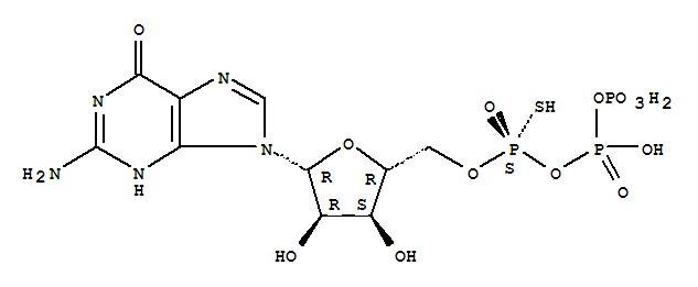 Structure of GUANOSINE-5'-O-(1-THIOTRIPHOSPHATE), RP-ISOMER SODIUM SALT