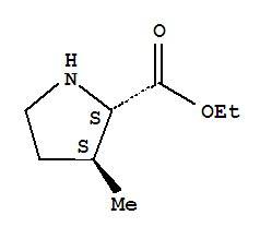 Structure of L-Proline, 3-methyl-,ethyl ester, (3S)-