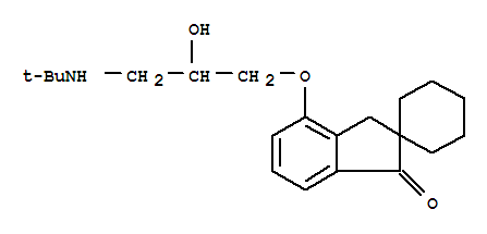 Structure of Spiro(cyclohexane-1,2'-(2H)inden)-1'(3'H)-one, 4'-(3-((1,1-dimethylethyl)amino)-2-hydroxypropoxy)-, (S)-