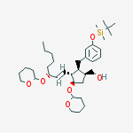 Structure of CyclopentaneMethanol, 2-[[3-[[(1,1-diMethylethyl)diMethylsilyl]oxy]phenyl]Methyl]-4-[(tetrahydro-2 H-pyran-2-yl)oxy]-3-[3-[(tetrahydro-2H-pyran-2-yl)oxy]-1-octenyl]-, [1S-[1a,2a,3b(1E,3R*),4a]]-