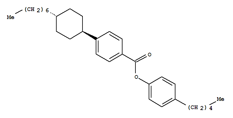 庚基环己基苯甲酸对戊基苯酚酯结构式