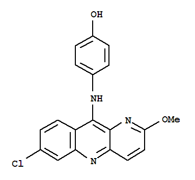 2-甲氧基-7-氯-10-(4-羟苯基)胺基苯并[B]-1,5-萘啶结构式