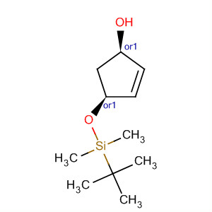 Structure of 2-Cyclopenten-1-ol, 4-[[(1,1-dimethylethyl)dimethylsilyl]oxy]-, cis-