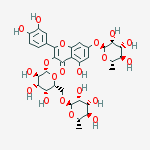 Structure of 4H-1-Benzopyran-4-one, 3-((6-O-(6-deoxy-alpha-L-mannopyranosyl)-beta-D-galactopyranosyl)oxy)-7-((6-deoxy-alpha-L-mannopyranosyl)oxy)-2-(3,4-dihydroxyphenyl)-5-hydroxy-
