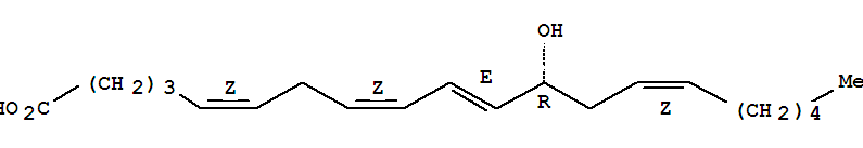 12R-HYDROXY-5Z,8Z,10E,14Z-EICOSATETRAENOIC ACID结构式