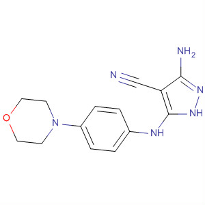 Structure of 1H-Pyrazole-4-carbonitrile, 3-amino-5-[[4-(4-morpholinyl)phenyl]amino]-