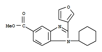 Structure of 1-CYCLOHEXYL-2-(3-FURANYL)-1H-BENZIMIDAZOLE-5-CARBOXYLIC ACID, METHYL ESTER