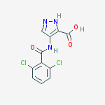 Structure of 1H-Pyrazole-3-carboxylic acid, 4-[(2,6-dichlorobenzoyl)amino]-
