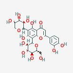2-(3,4-dihydroxyphenyl)-5,7-dihydroxy-8-[(2R,3R,4R,5S,6R)-3,4,5-trihydroxy-6-(hydroxymethyl)tetrahydro-2H-pyran-2-yl]-6-[(2S,3R,4S,5S)-3,4,5-trihydroxytetrahydro-2H-pyran-2-yl]-4H-chromen-4-one结构式