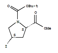1-(tert-butyl) 2-methyl (2S,4S)-4-iodopyrrolidine-1,2-dicarboxylate结构式