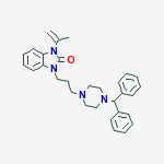 Structure of 1-[3-[4-(diphenylmethyl)-1-piperazinyl]propyl]-1,3-dihydro-3-(1-methylvinyl)-2H-benzimidazol-2-one