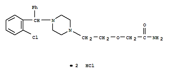 Structure of Acetamide, 2-(2-(4-((2-chlorophenyl)phenylmethyl)-1-piperazinyl)ethoxy )-, dihydrochloride