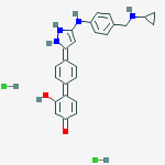 Structure of 4'-[5-[[3-[(CYCLOPROPYLAMINO)METHYL]PHENYL]AMINO]-1H-PYRAZOL-3-YL]-[1,1'-BIPHENYL]-2,4-DIOL 2HCL