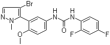 Structure of 1-[3-(4-Bromo-1-methyl-1H-pyrazol-5-yl)-4-methoxyphenyl]-3-(2,4-difluorophenyl)urea