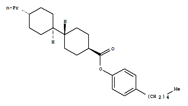 反,反-4-丙基-1,1-联二环己基-4-甲酸-4-戊基苯酯结构式