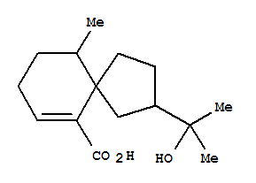 (2R)-2-(2-hydroxypropan-2-yl)-6-methyl-spiro[4.5]dec-9-ene-10-carboxyl ic acid结构式