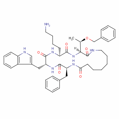 Structure of CYCLO(7-AMINOHEPTANOYL-PHE-D-TRP-LYS-THR[BZL])