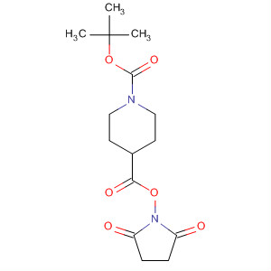 Structure of 1-Piperidinecarboxylic acid, 4-[[(2,5-dioxo-1-pyrrolidinyl)oxy]carbonyl]-,1,1-dimethylethyl ester