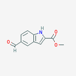 Structure of 1H-INDOLE-2-CARBOXYLIC ACID,5-FORMYL-,METHYL ESTER