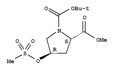(2S,4R)-BOC-Γ-甲磺酰基氧甲基脯氨酸甲酯结构式