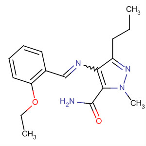 Structure of 1H-Pyrazole-5-carboxamide,4-[[(2-ethoxyphenyl)methylene]amino]-1-methyl-3-propyl-