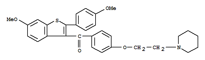 Structure of (4-(2-(PIPERIDIN-1-YL)ETHOXY)PHENYL)(6-METHOXY-2-(4-METHOXYPHENYL)BENZO[B]THIOPHEN-3-YL)METHANONE