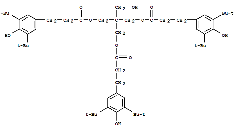 Structure of Benzenepropanoic acid, 3,5-bis(1,1-dimethylethyl)-4-hydroxy-, 2-3-3,5-bis(1,1-dimethylethyl)-4-hydroxyphenyl-1-oxopropoxymethyl-2-(hydroxymethyl)-1,3-propanediyl ester