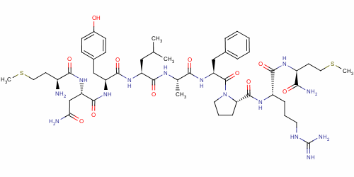 Structure of MET-ASN-TYR-LEU-ALA-PHE-PRO-ARG-MET AMIDE