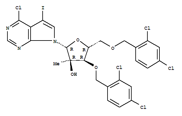 Structure of 7-[3,5-Bis-O-[(2,4-dichlorophenyl)methyl]-2-C-methyl-beta-D-ribofuranosyl]-4-chloro-5-iodo-7H-pyrrolo[2,3-d]pyrimidine