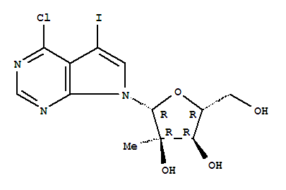 Structure of 4-Chloro-5-iodo-7-(2-C-methyl-beta-D-ribofuranosyl)-7H-pyrrolo[2,3-d]pyrimidine