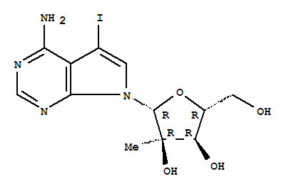 5-Iodo-7-(2-C-methyl-beta-D-ribofuranosyl)-7H-pyrrolo[2,3-d]pyrimidin-4-amine结构式