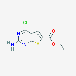 Structure of Thieno[2,3-d]pyrimidine-6-carboxylic acid, 2-amino-4-chloro-, ethylester
