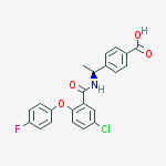 Structure of 4-[(1S)-1-[[5-chloro-2-(4-fluorophenoxy)benzoyl]amino]ethyl]benzoic acid
