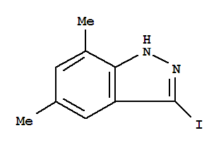 3-IODO-5,7-DIMETHYL (1H)INDAZOLE结构式