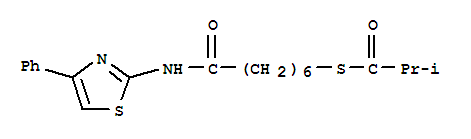 Cpd  51,  S-[6-(4-Phenyl-2-thiazolylcarbamoyl)hexyl]  thioisobutyrate结构式