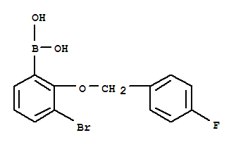 3-溴-2-(4-氟苄氧基)苯基硼酸结构式