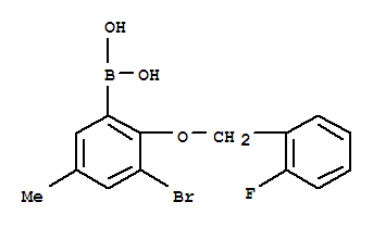 3-溴-2-(2-氟苄氧基)-5-甲基苯基硼酸结构式