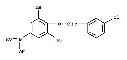 4-(3-氯苄氧基)-3,5-二甲基苯基硼酸结构式