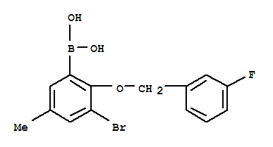 3-溴-2-(3-氟苄氧基)-5-甲基苯基硼酸结构式