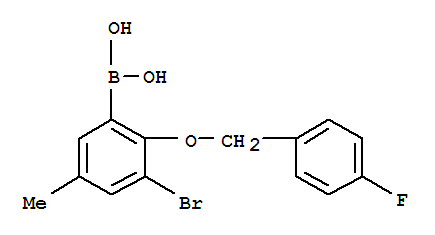 3-溴-2-(4-氟苄氧基)-5-甲基苯基硼酸结构式